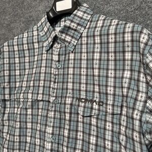 Nomad Shirt Mens Medium Blue Plaid Long Sleeve Fishing Outdoor Button Down